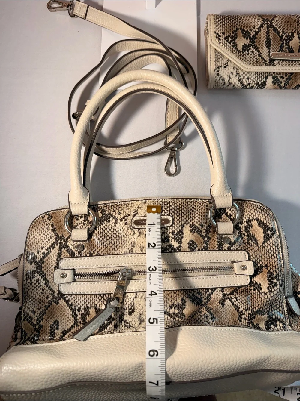 Dana Buchman Snakeskin Print Satchel Handbag & Matching Wallet Set